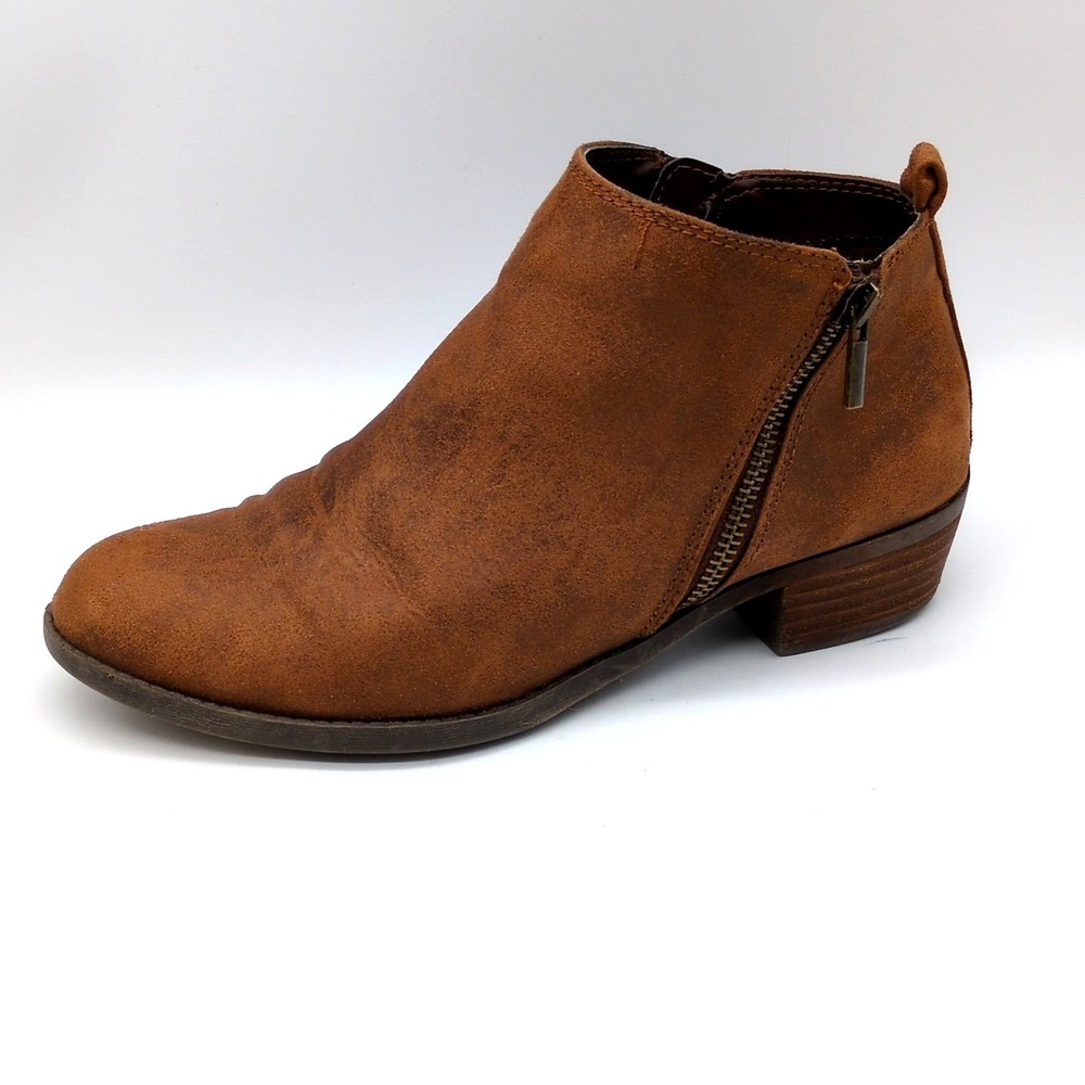 Carlos Shoes Womens‎ Brianne Brown 8 Faux Suede Ankle Boots Dual Zippers